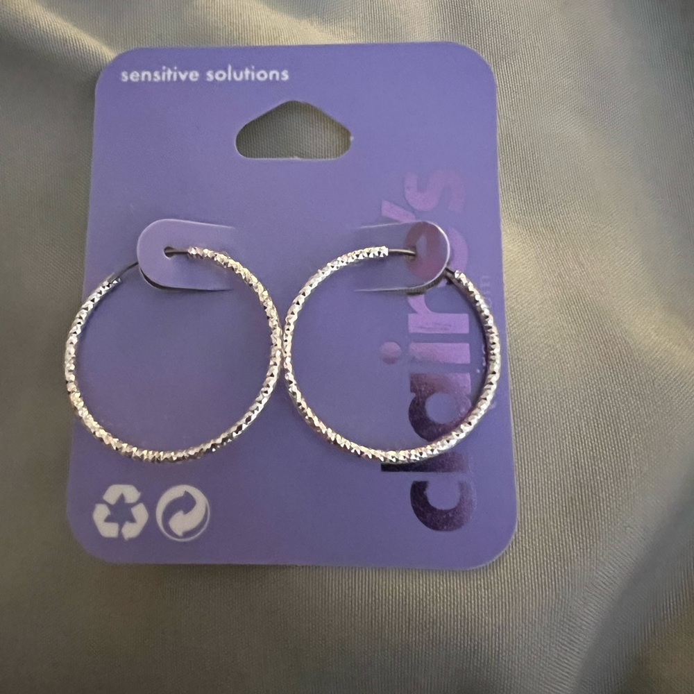 Claire’s sensitive solutions pierced silver hoop earrings